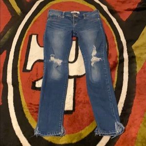 Abercrombie girls ripped blue jeans